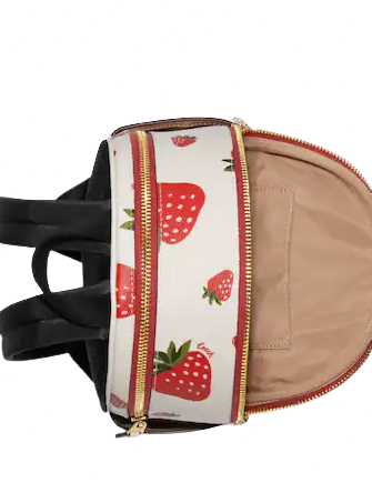 Coach Mini Court Backpack With Wild Strawberry Print