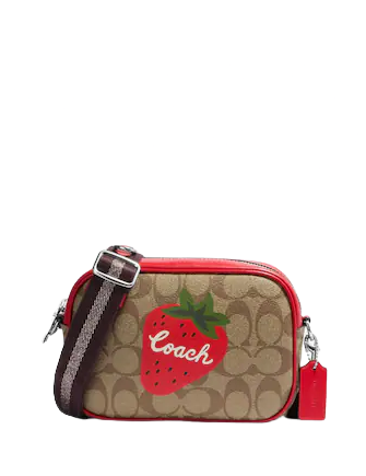 Coach Mini Jamie Camera Bag In Signature Canvas With Wild Strawberry