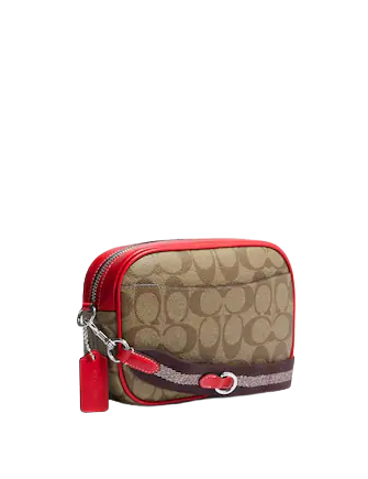 Coach Mini Jamie Camera Bag In Signature Canvas With Wild Strawberry