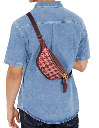 Coach Warren Mini Belt Bag With Houndstooth Print