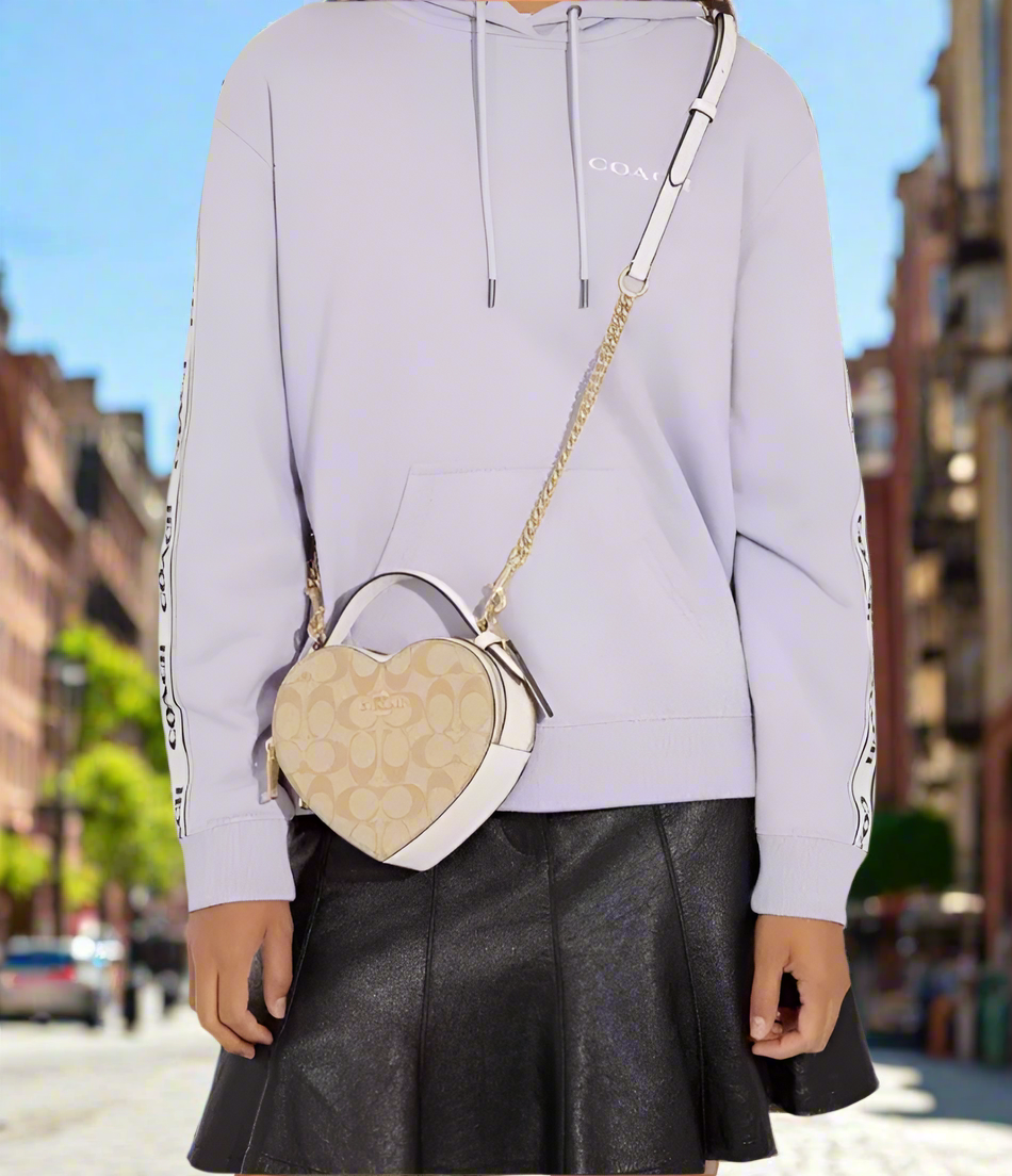 NWT Coach Heart Crossbody In Signature Canvas & Leather