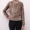DOLCE & GABBANA GOLD SEQUIN SWEATER - SIZE 42