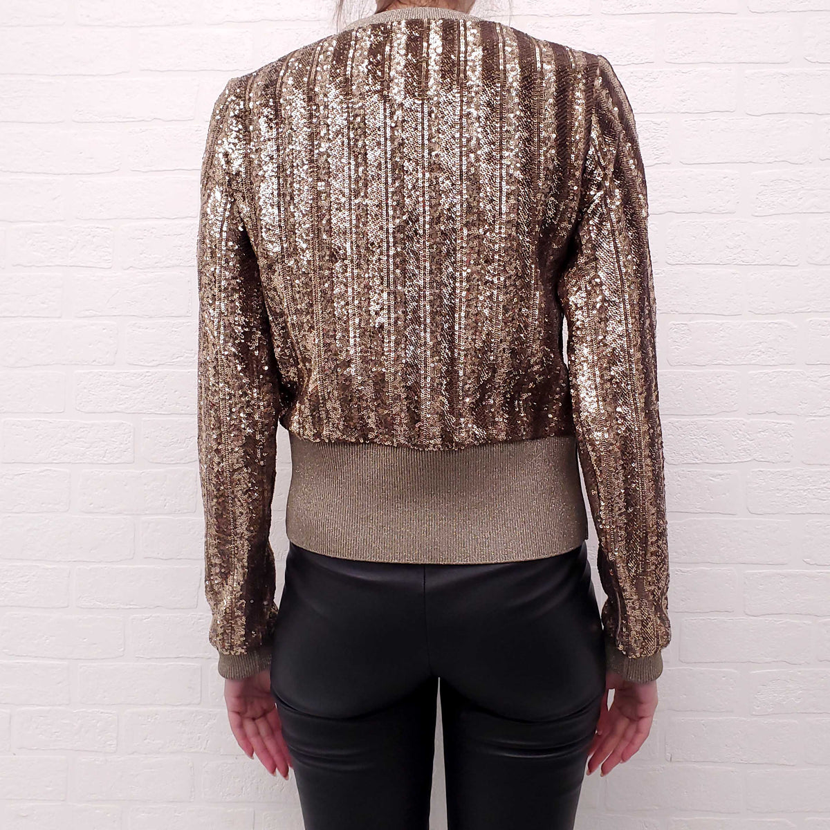 DOLCE & GABBANA GOLD SEQUIN SWEATER - SIZE 42