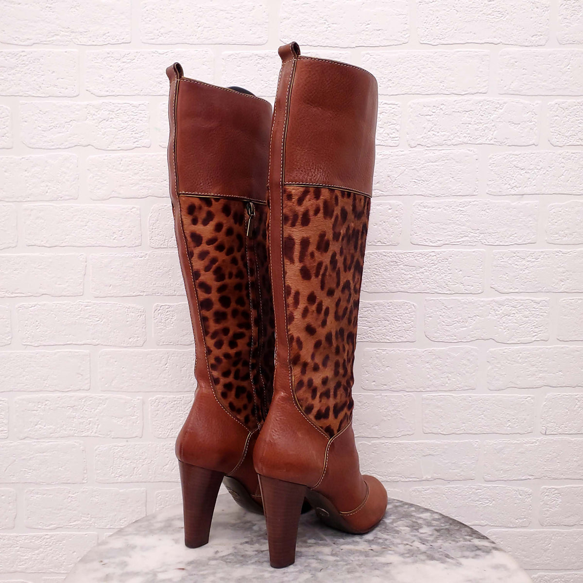 DOLCE & GABBANA LEOPARD PONY BOOTS - SIZE 40