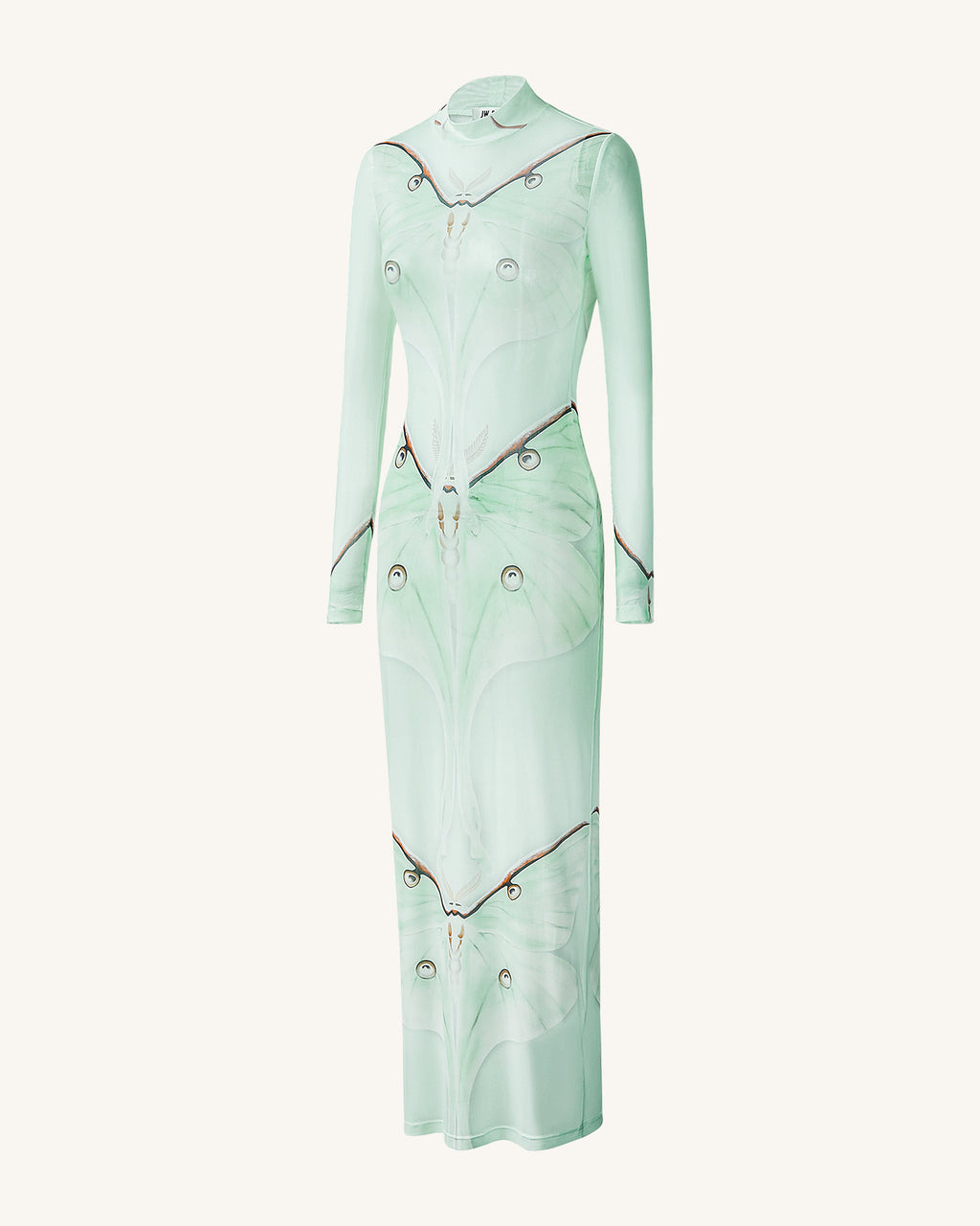 Moth Sheer Mesh Gown - Green/Beige