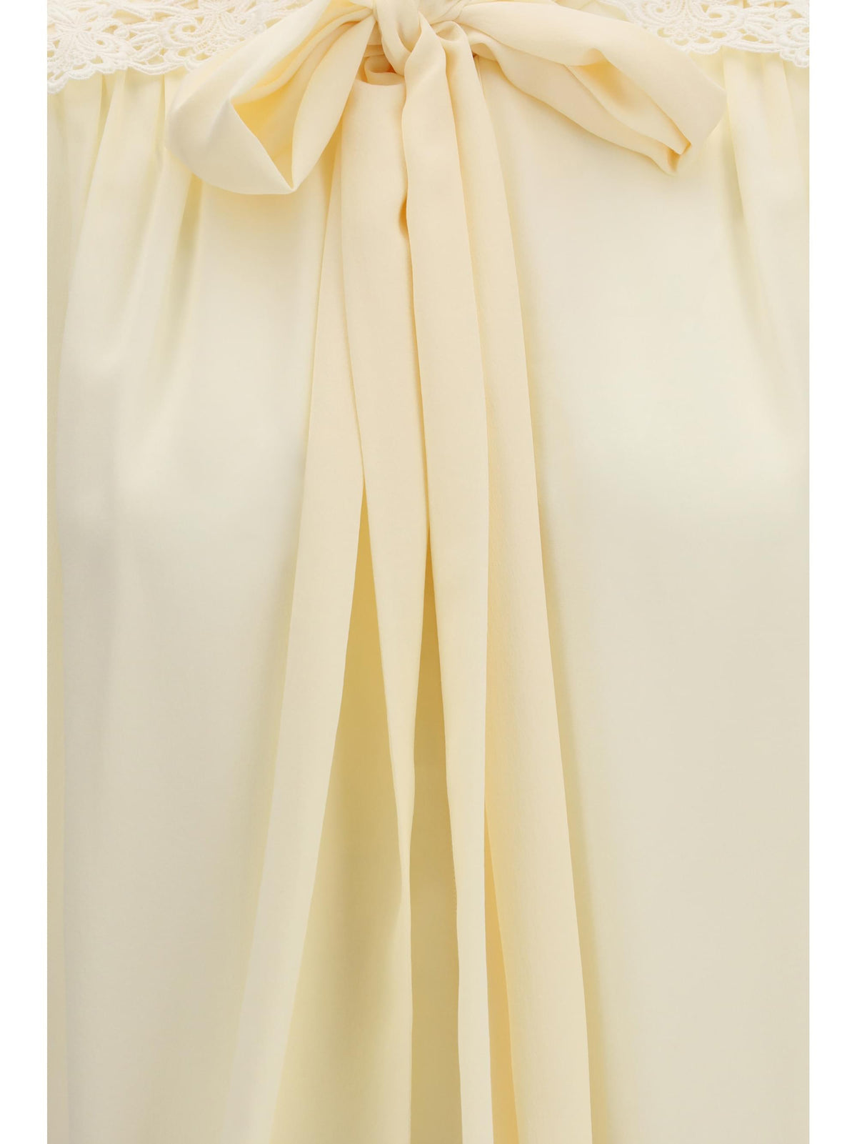 Chloé Women Bow Blouse With Embroidered Shoulders