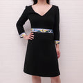 EMILIO PUCCI BLACK WOOL DRESS WITH PATTERNED DETAIL - SIZE 40