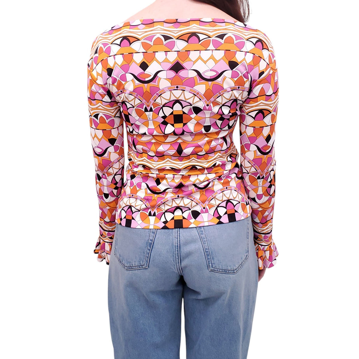 EMILIO PUCCI PINK AND ORANGE PATTERNED TOP - SIZE 4