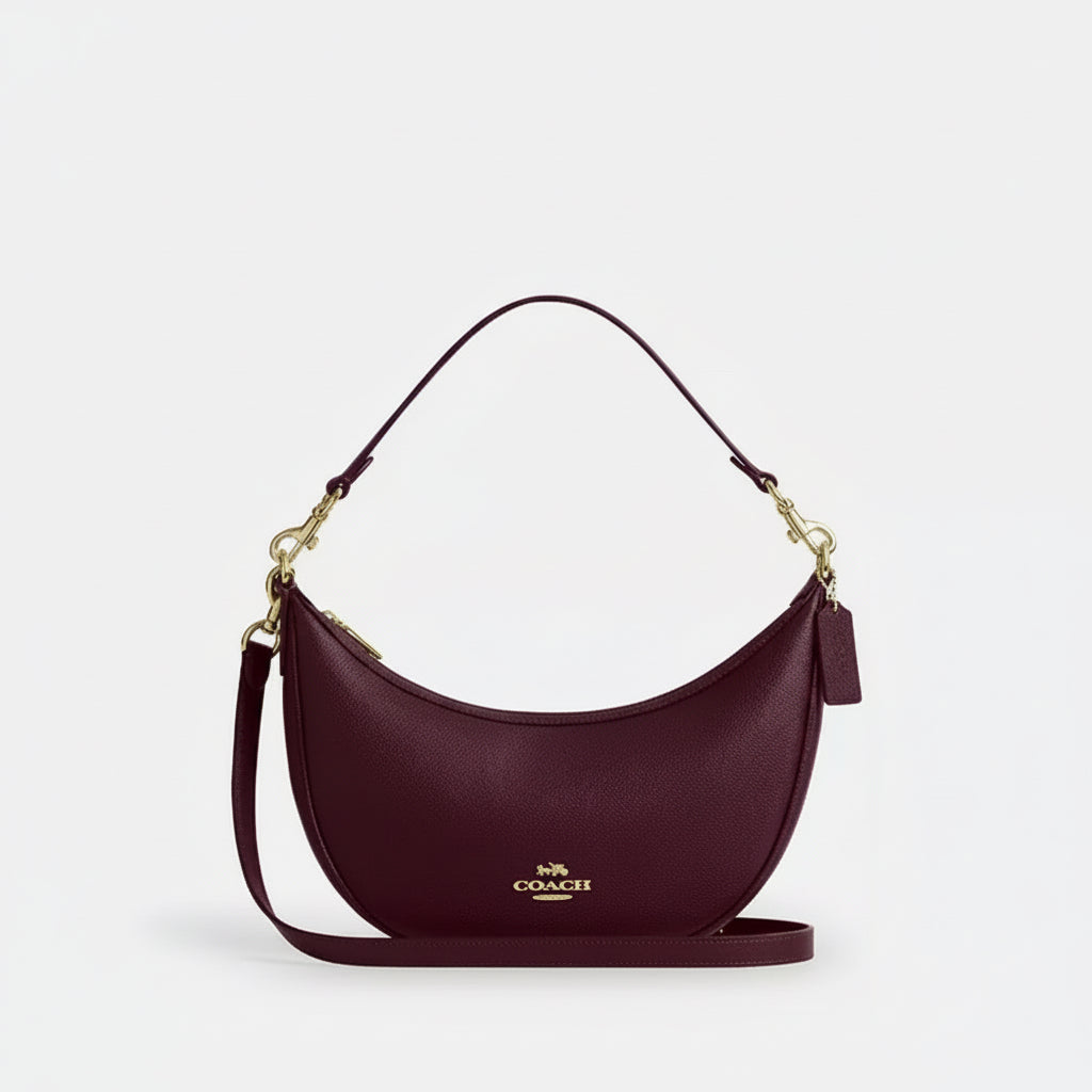 Coach Aria Shoulder/Crossbody Leather Bag In Dark Wine