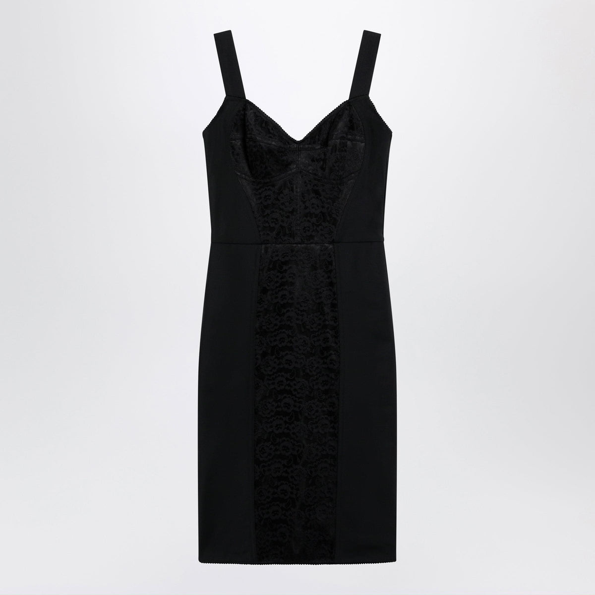 Dolce&Gabbana Black Sheath Dress With Lace Details Women