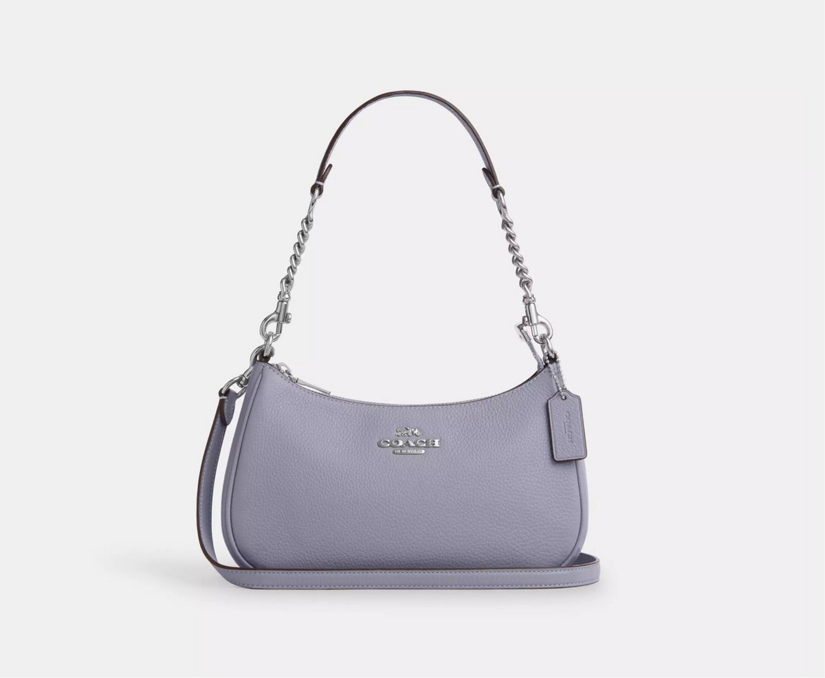 NWT Coach Leather Teri Shoulder Bag In Silver/Mist