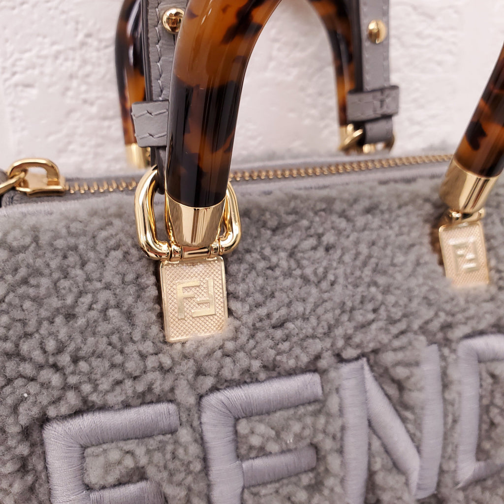 FENDI 2022 SHEEPSKIN LOGO EMBROIDERED 'BY THE WAY' MINI BOSTON BAG