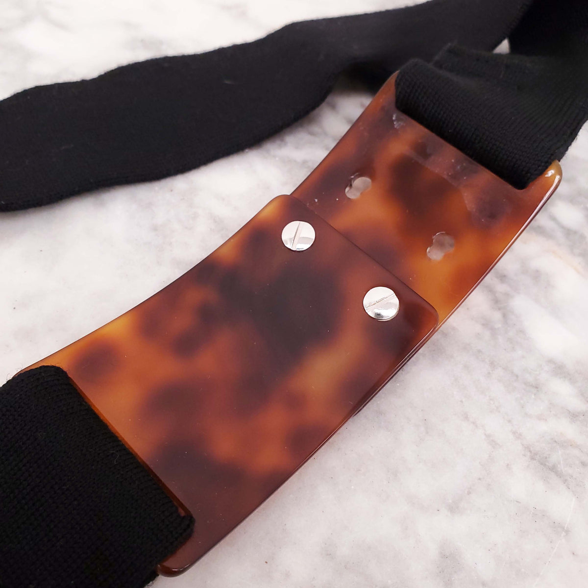 FENDI TORTOISE SHELL LOGO BELT - SIZE S