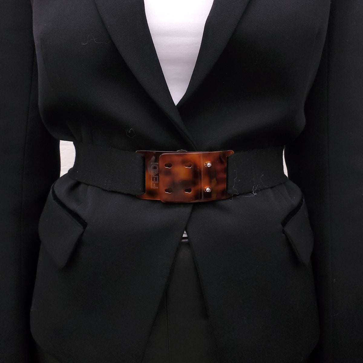 FENDI TORTOISE SHELL LOGO BELT - SIZE S