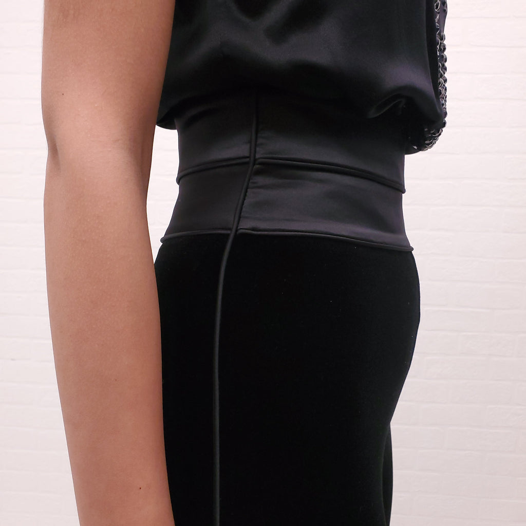 GIORGIO ARMANI VELVET LEGGING  WITH TUXEDO WAIST BAND & STIRUPS- SIZE 36