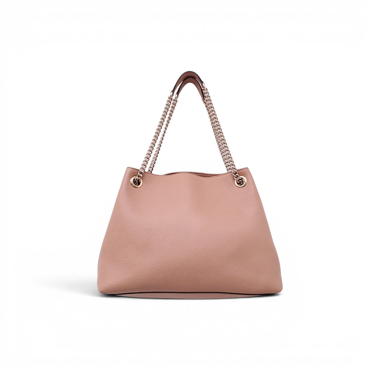 GUCCI BLUSH PINK MEDIUM SOHO TASSLE LOGO CHAIN BAG