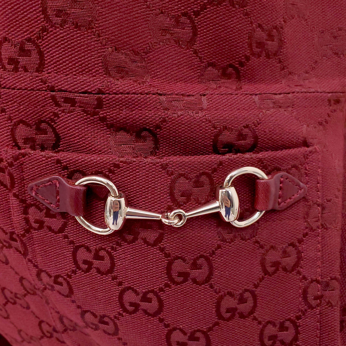 GUCCI BURGUNDY MONOGRAM ROMPER WITH HORSEBIT DETAIL - SIZE 38