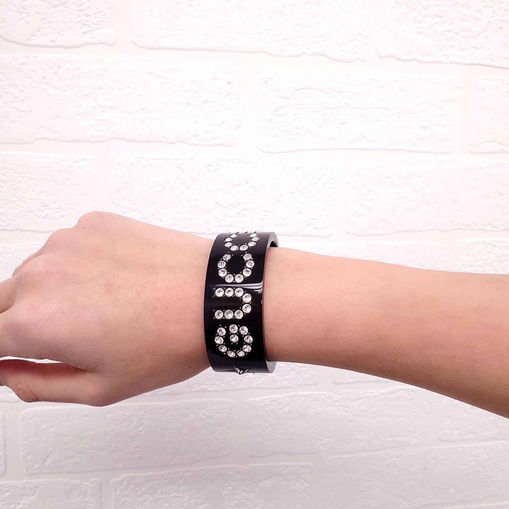 GUCCI CRYSTAL LOGO CUFF BRACELET