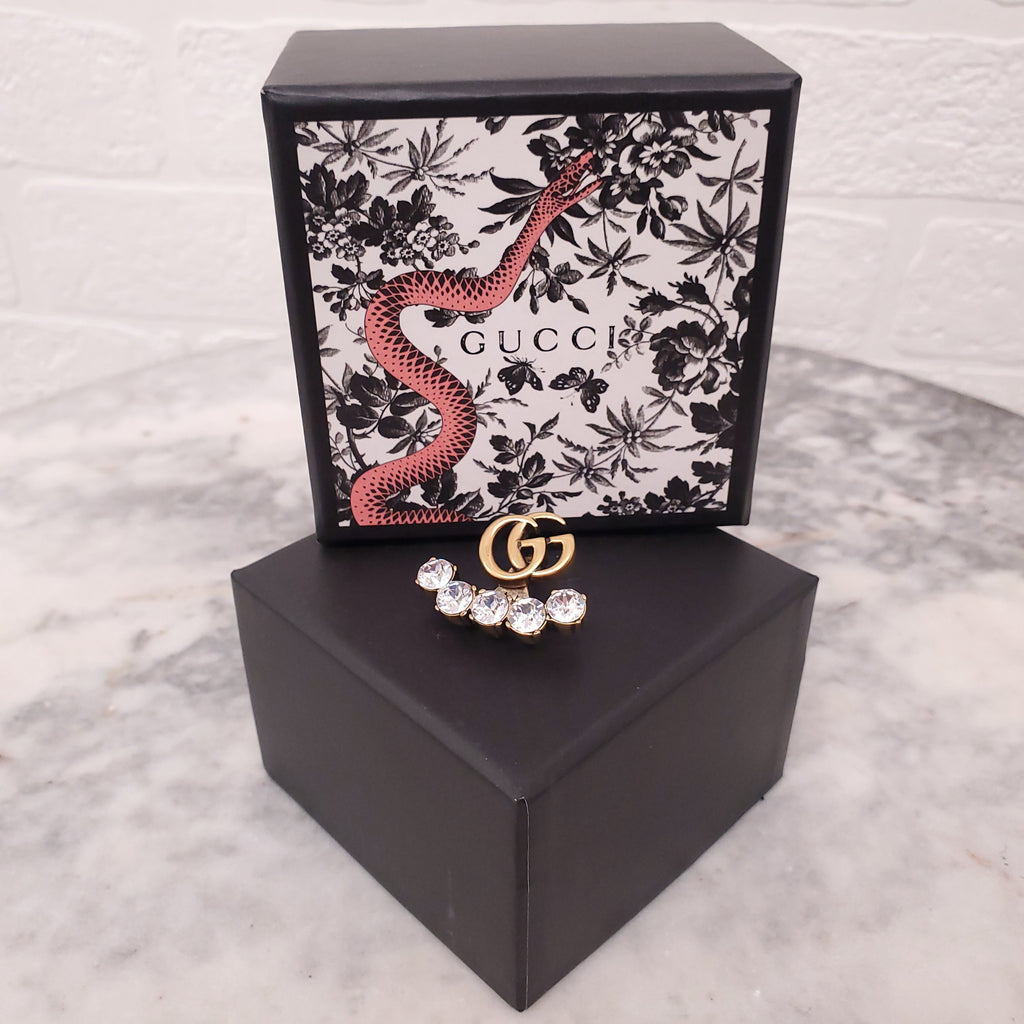 GUCCI CRYSTAL LOGO SINGLE EARRING