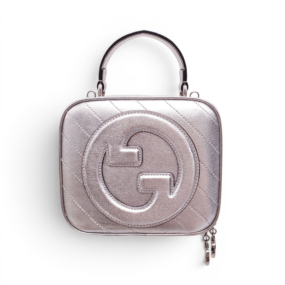 GUCCI SILVER METALLIC LOGO CROSSBODY BAG