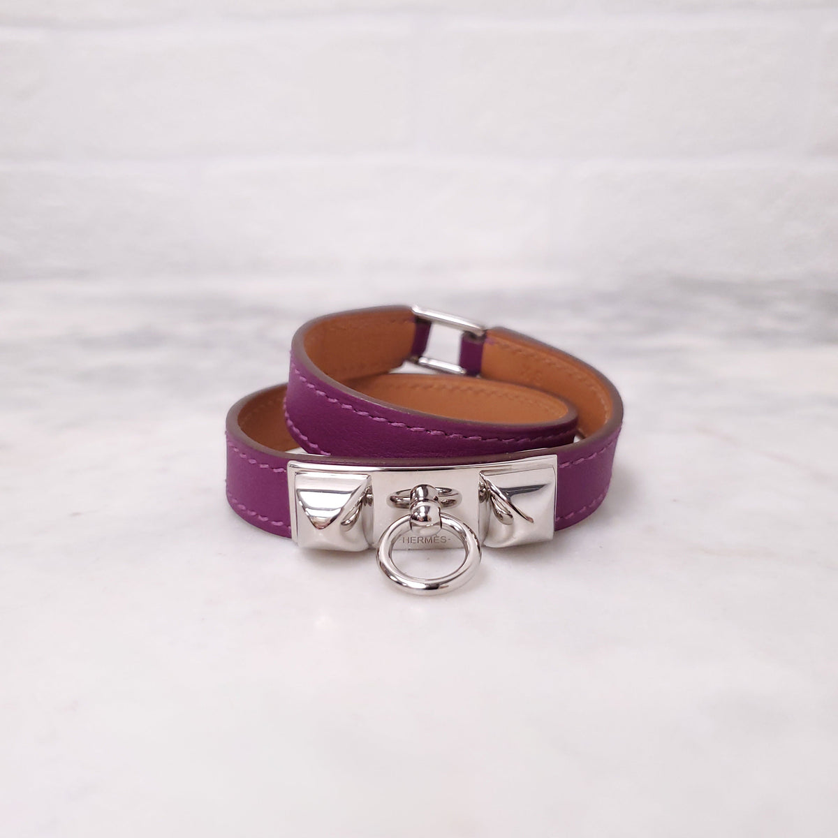 HERMÈS PURPLE 'CHAMONIX RIVALE DOUBLE TOUR' BRACELET - SIZE XS