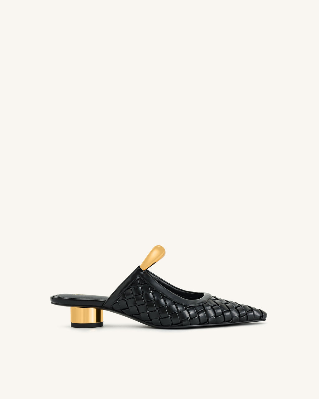 Helena Weave  Pierced Mules - Black