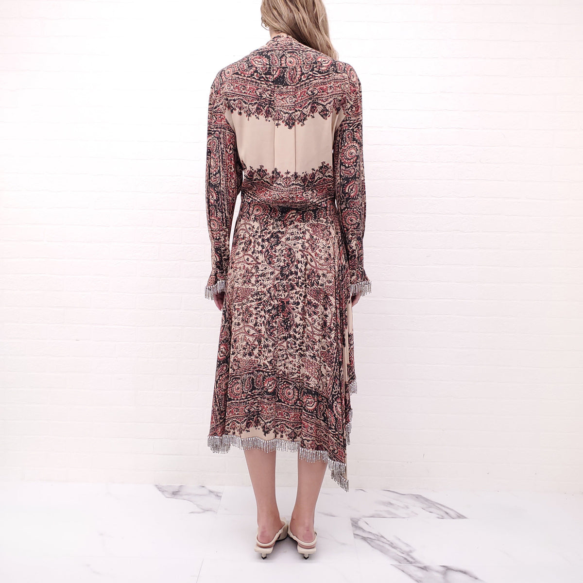 JW ANDERSON PAISLEY DRESS WITH CRYSTAL DETAIL - SIZE 2