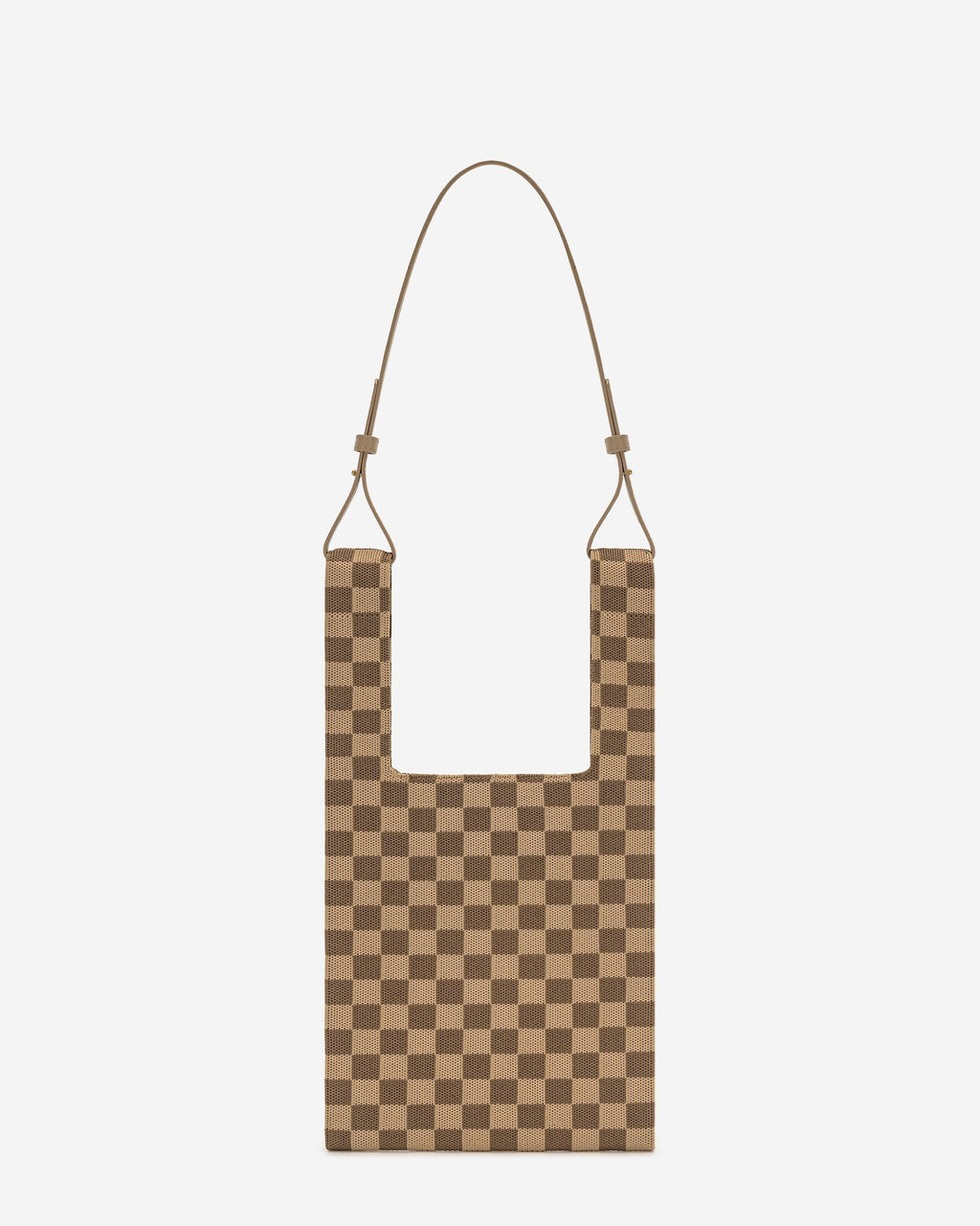 Shea Checkerboard Knitted Tote Bag - Brown