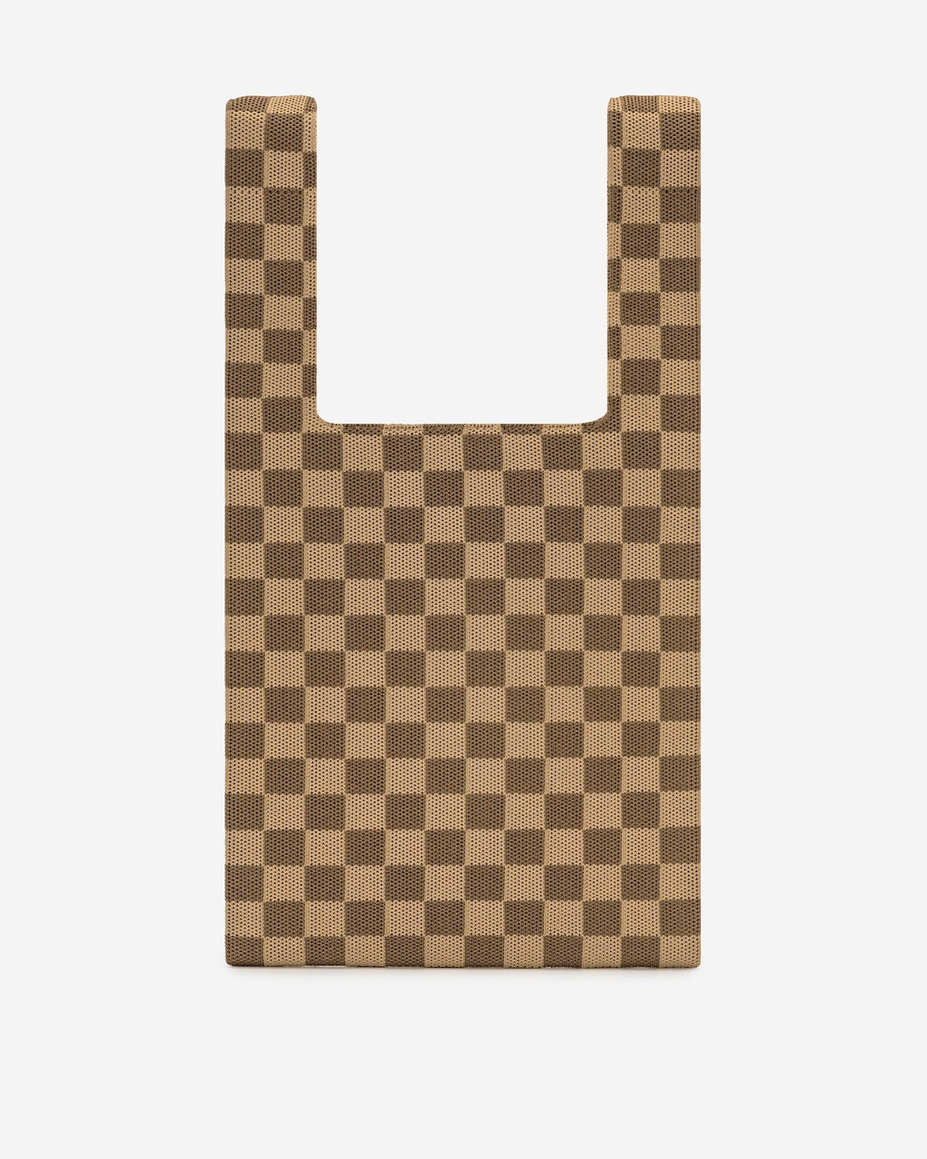 Shea Checkerboard Knitted Tote Bag - Brown