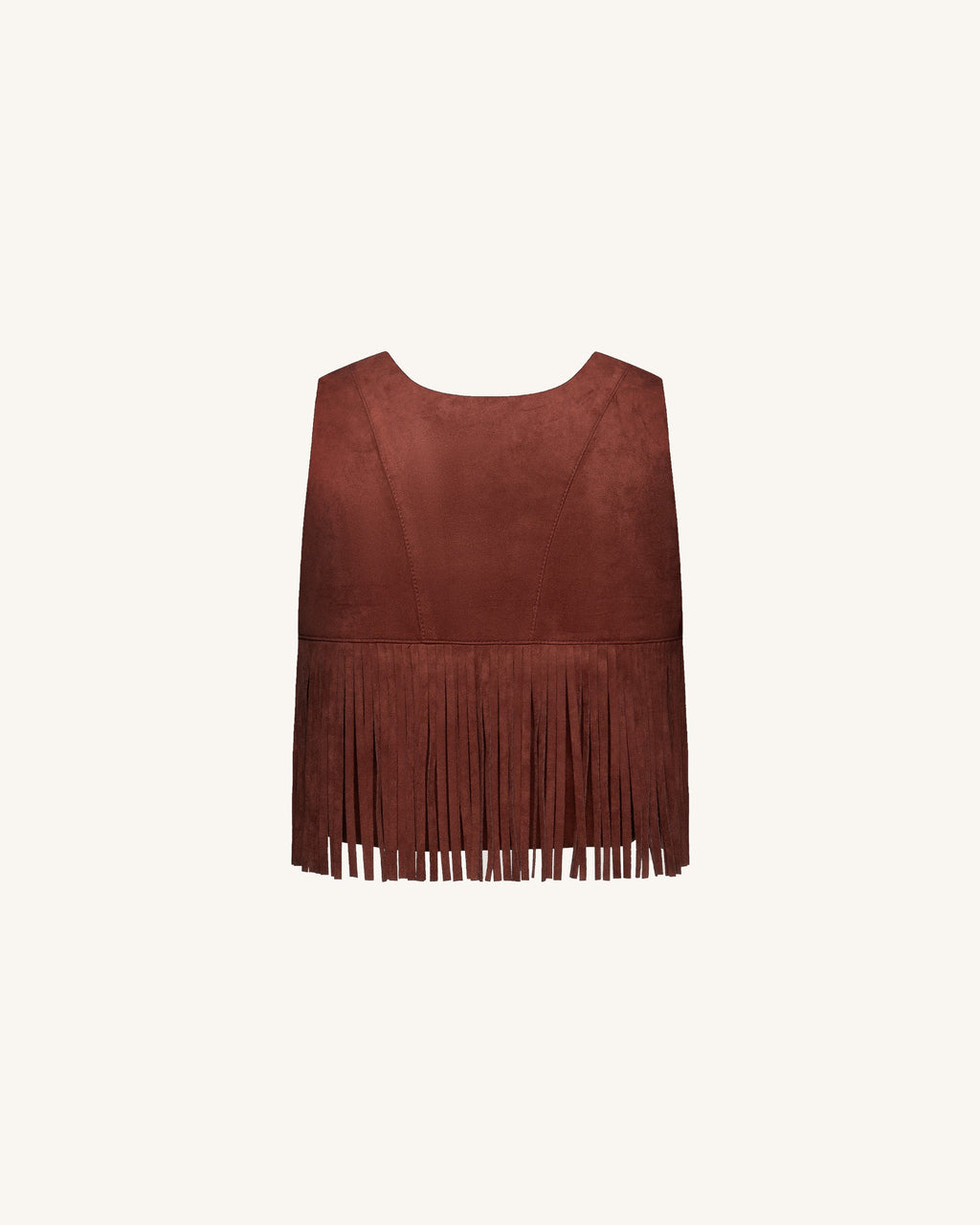 Faux Suede Fringe Halter - Burgundy