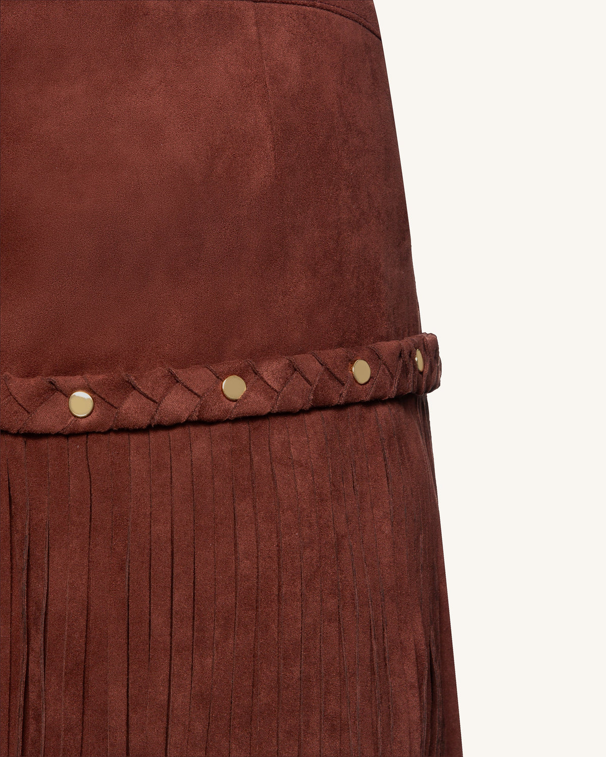 Western-Style Sueded Fringe Skirt - Burgundy
