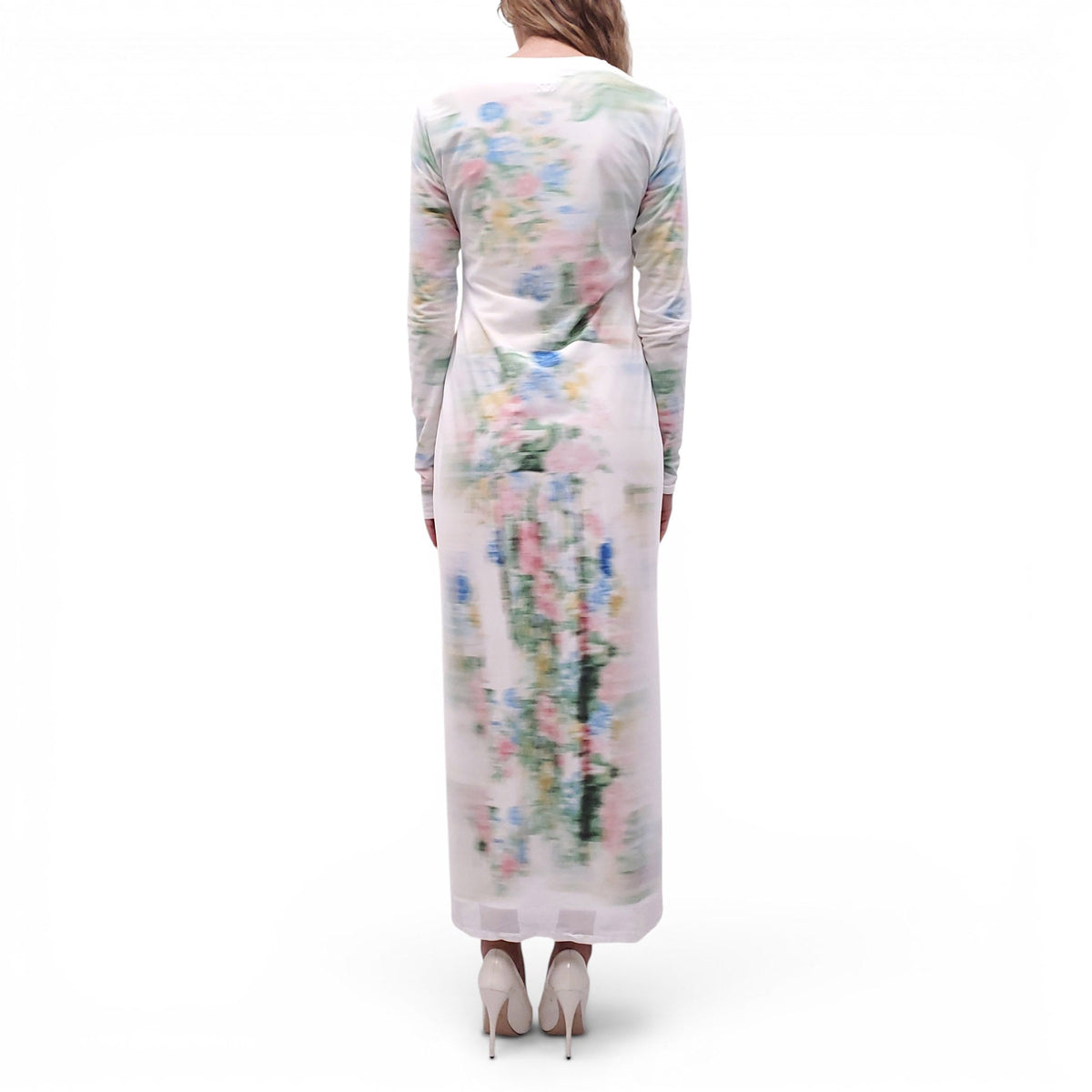 LOEWE PASTEL PRINTED MESH MIDI DRESS - SIZE L
