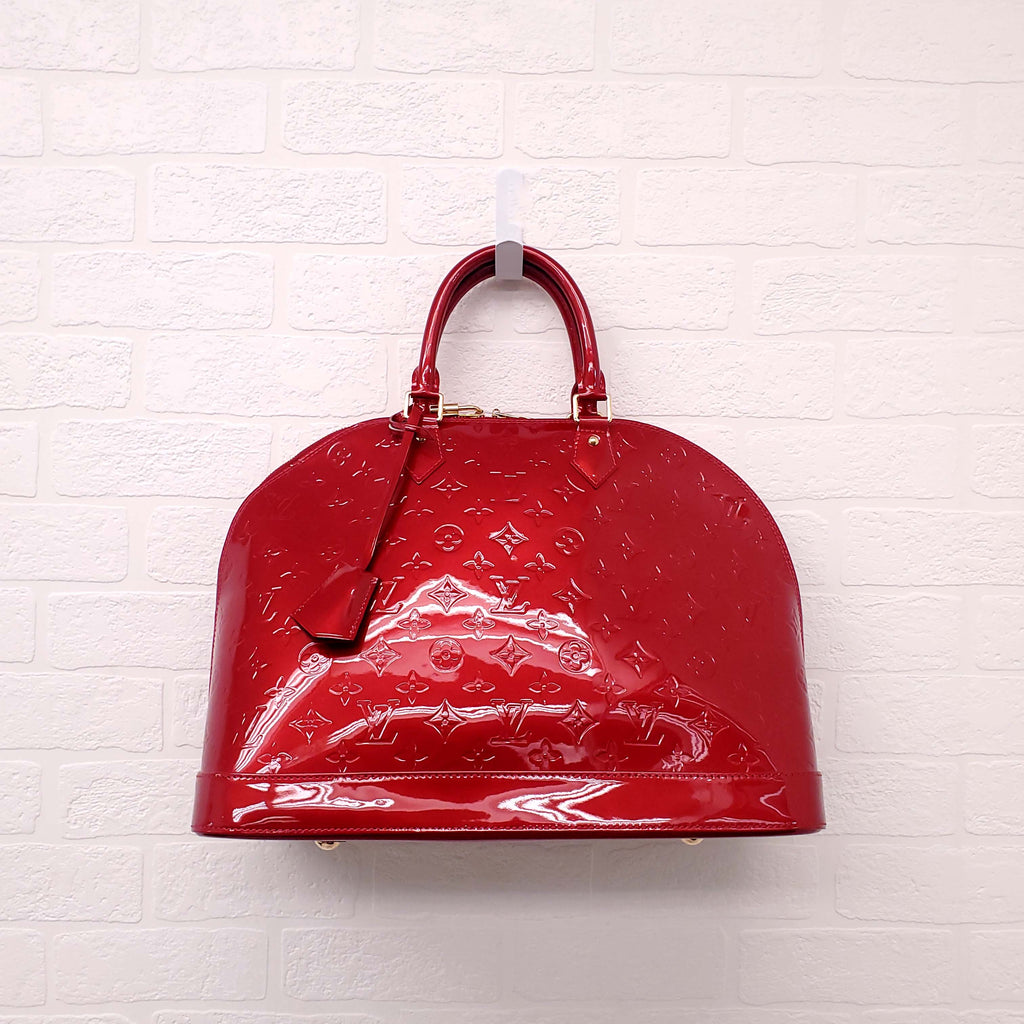 LOUIS VUITTON RED PATENT MONOGRAM 'LARGE ALMA' BAG