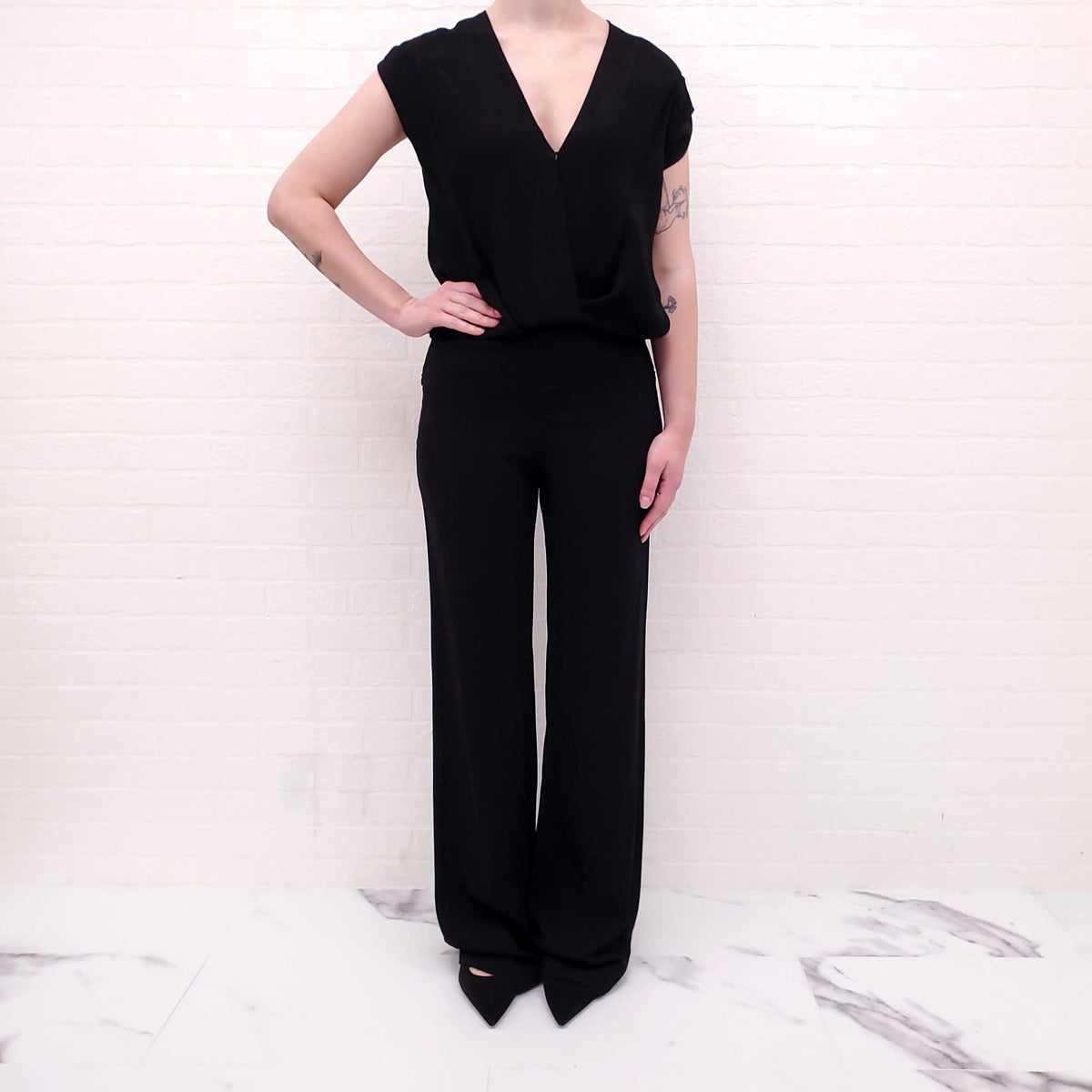 L'AGENCE BLACK TUXEDO JUMPSUIT - SIZE S
