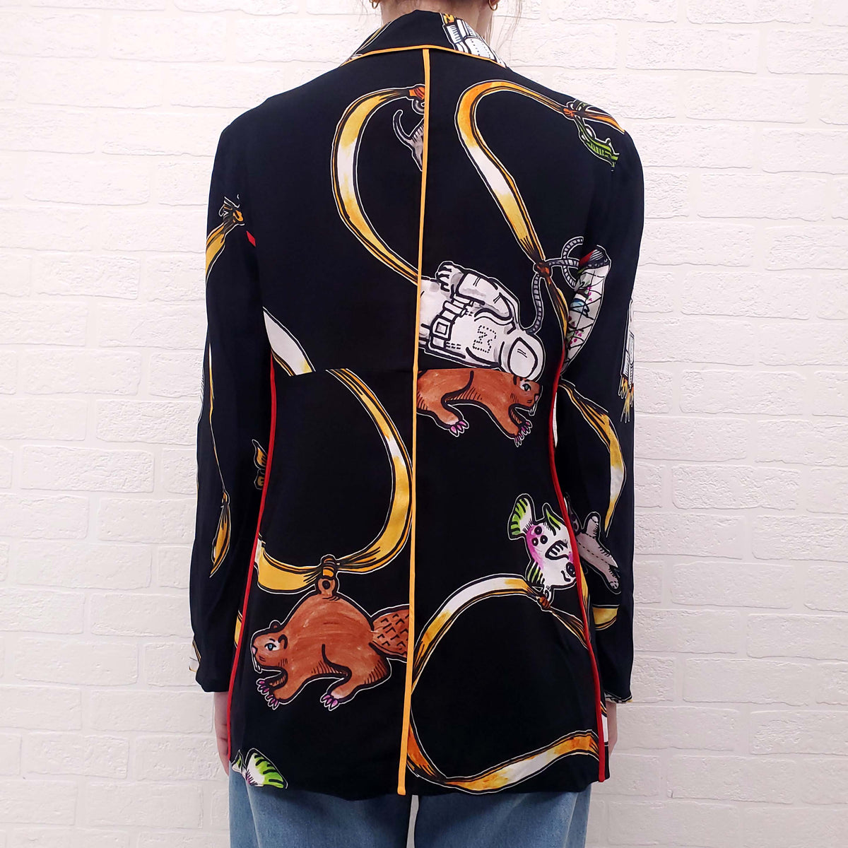 MARNI BLACK CRACKER JACK PRINT BLOUSE - SIZE 42