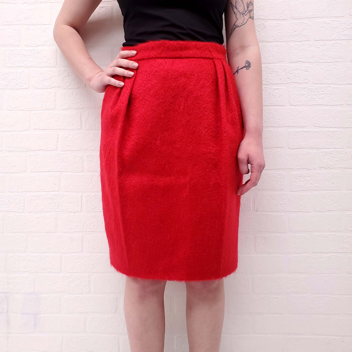 MAX MARA RED WOOL SKIRT - SIZE 8