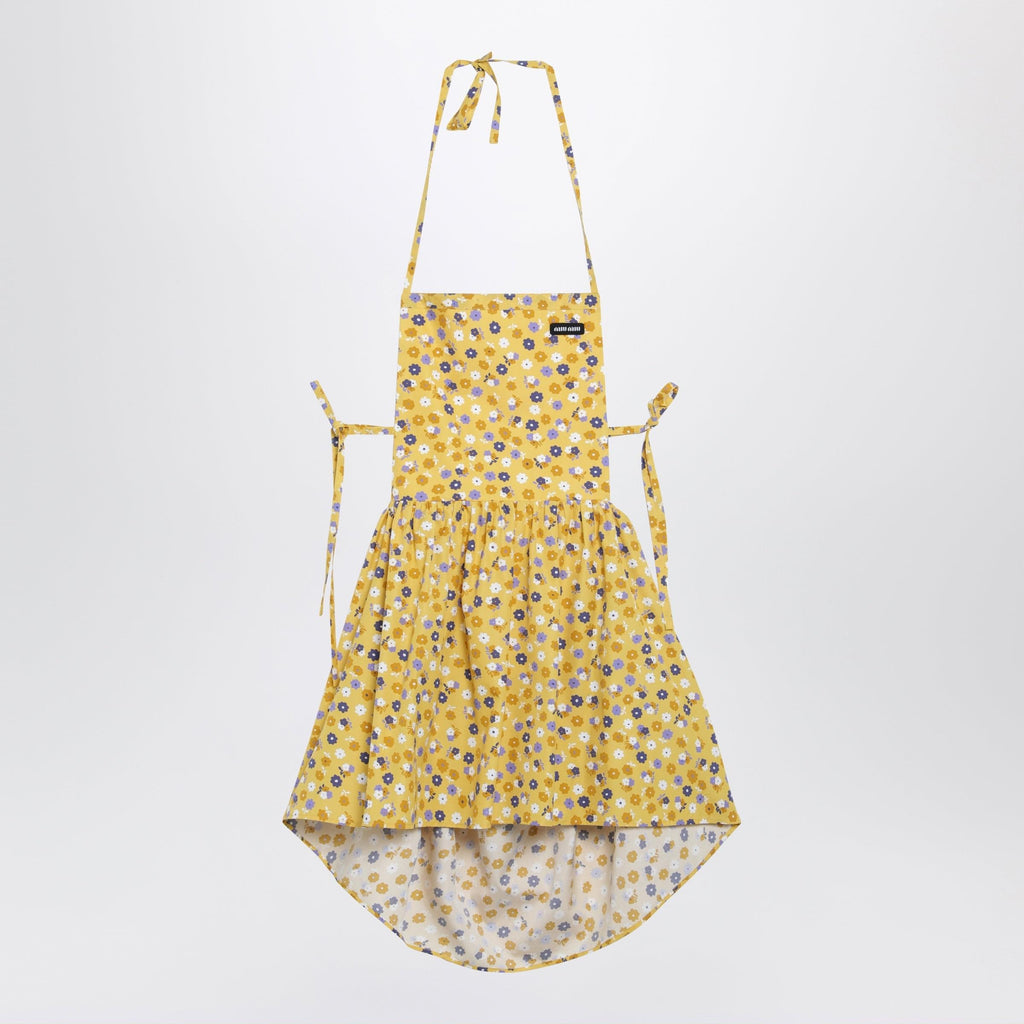 Miu Miu Floral Cotton Poplin Dress In Yellow And Purple Women