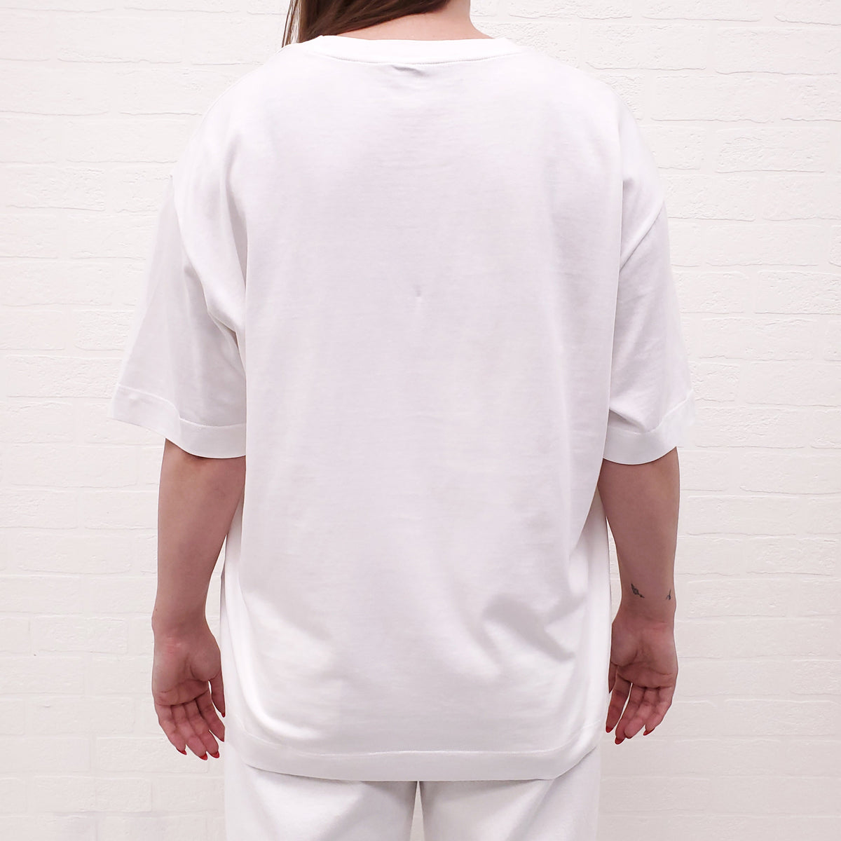MISSONI WHITE T-SHIRT WITH ZIGZAG KNIT DETAIL - SIZE XL