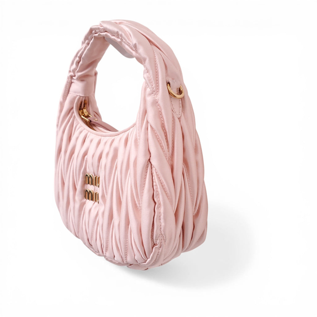 MIU MIU PINK SATIN MINI WANDER BAG