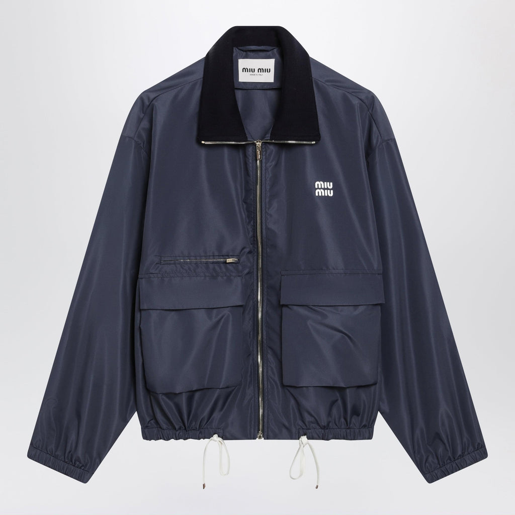 Miu Miu Tela Tec Lightweight Windproof Blouson In Blue Women