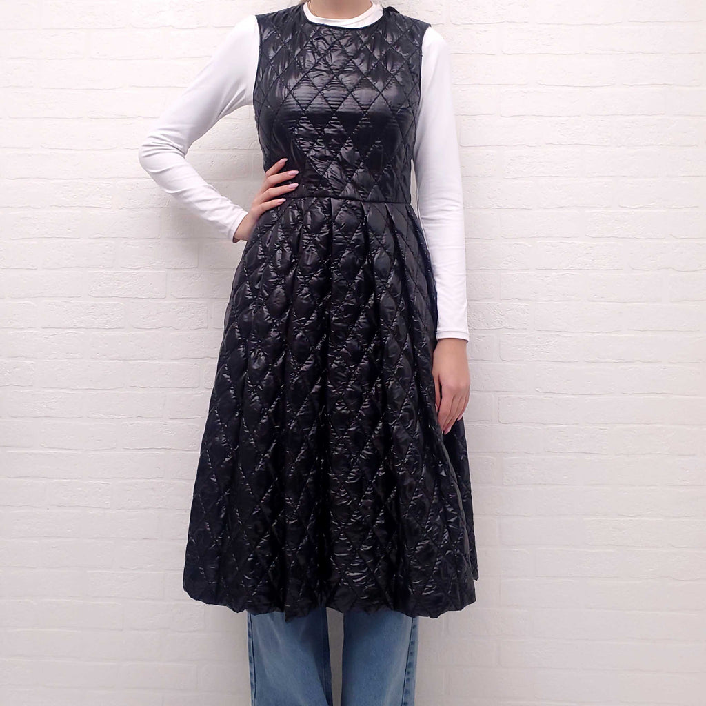 MONCLER BLACK PUFFER DRESS - SIZE 40