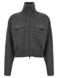 Brunello Cucinelli Women 'Shiny Zipper Pull' Wool Cardigan