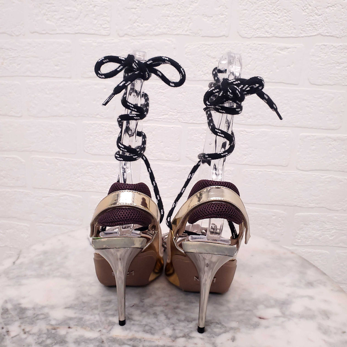 N21 METALLIC HEELS WITH BOW - SIZE 36