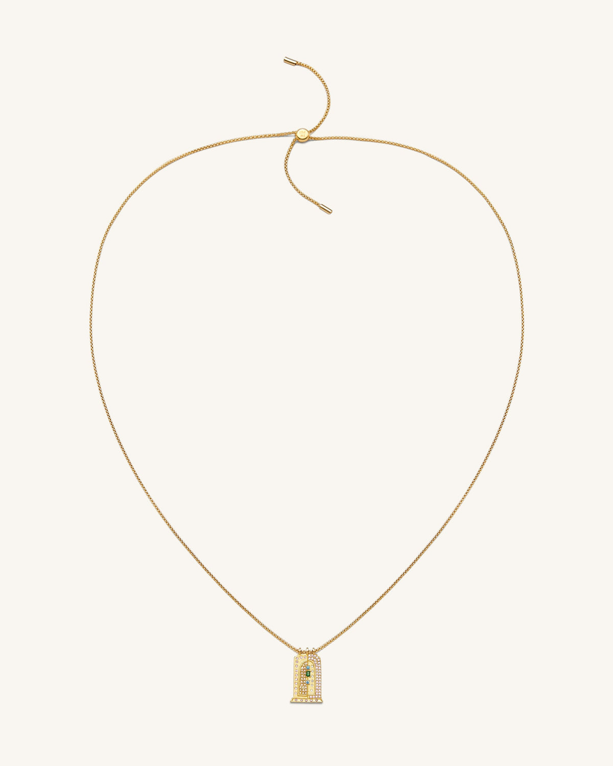 Roman Small Arch Pendant Necklace - 18ct Gold Plated & Multicolor Zircon