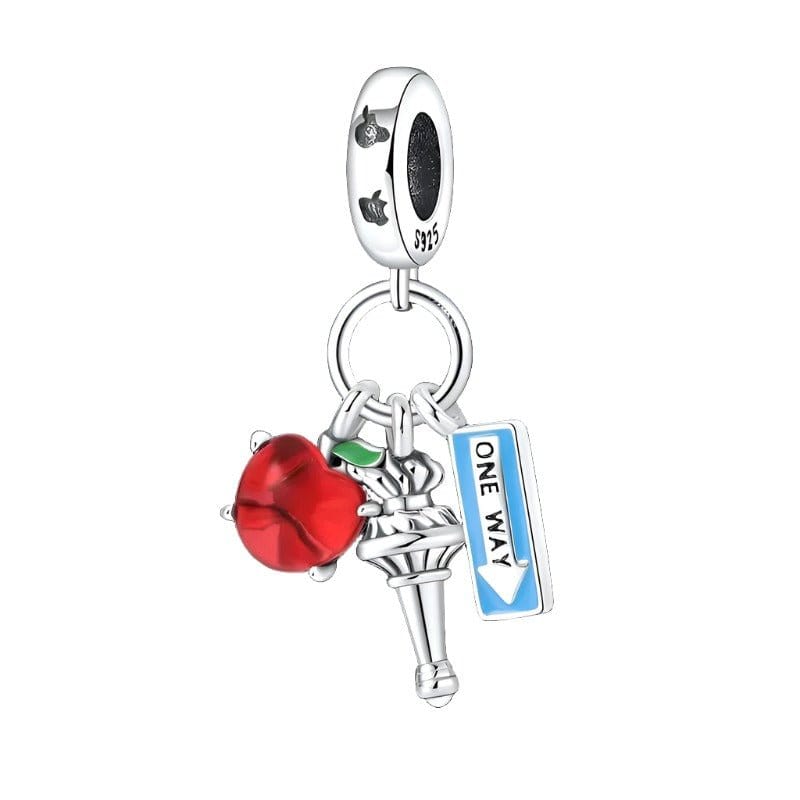 NYC Apple, Torch and Street Sign Triple Dangle Charm