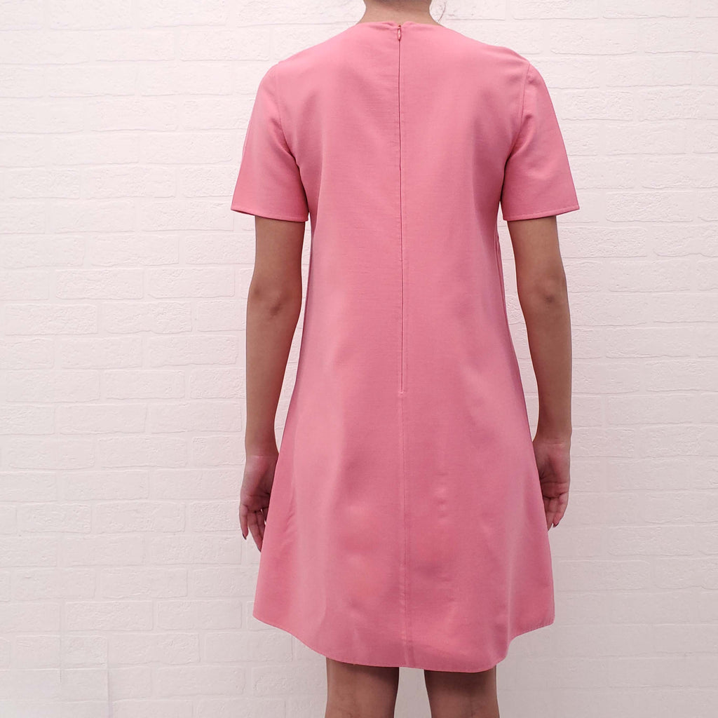 OSCAR DE LA RENTA PINK LASER CUT FLORAL DRESS - SIZE 6