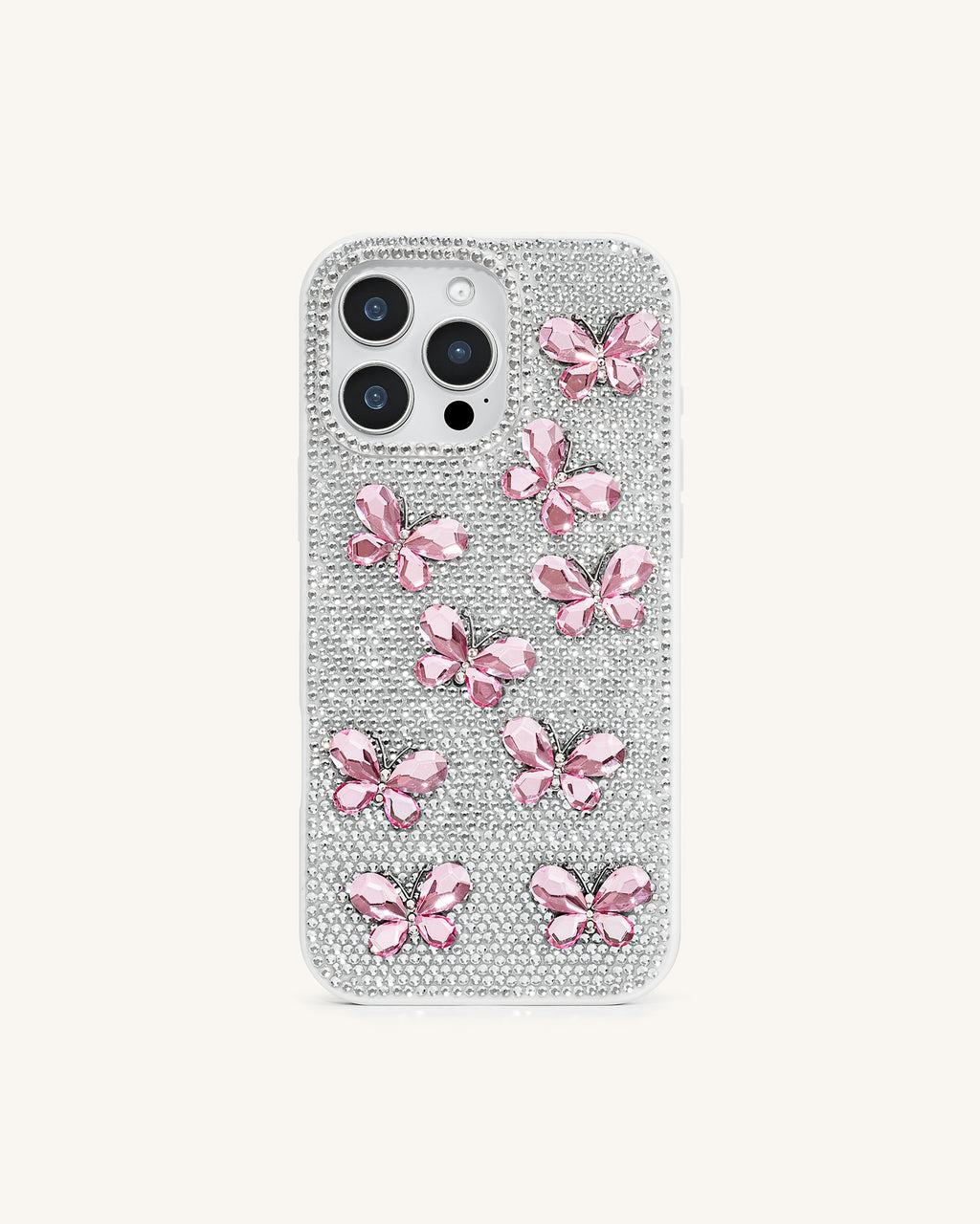 Butterfly Crystal Phone Case - White