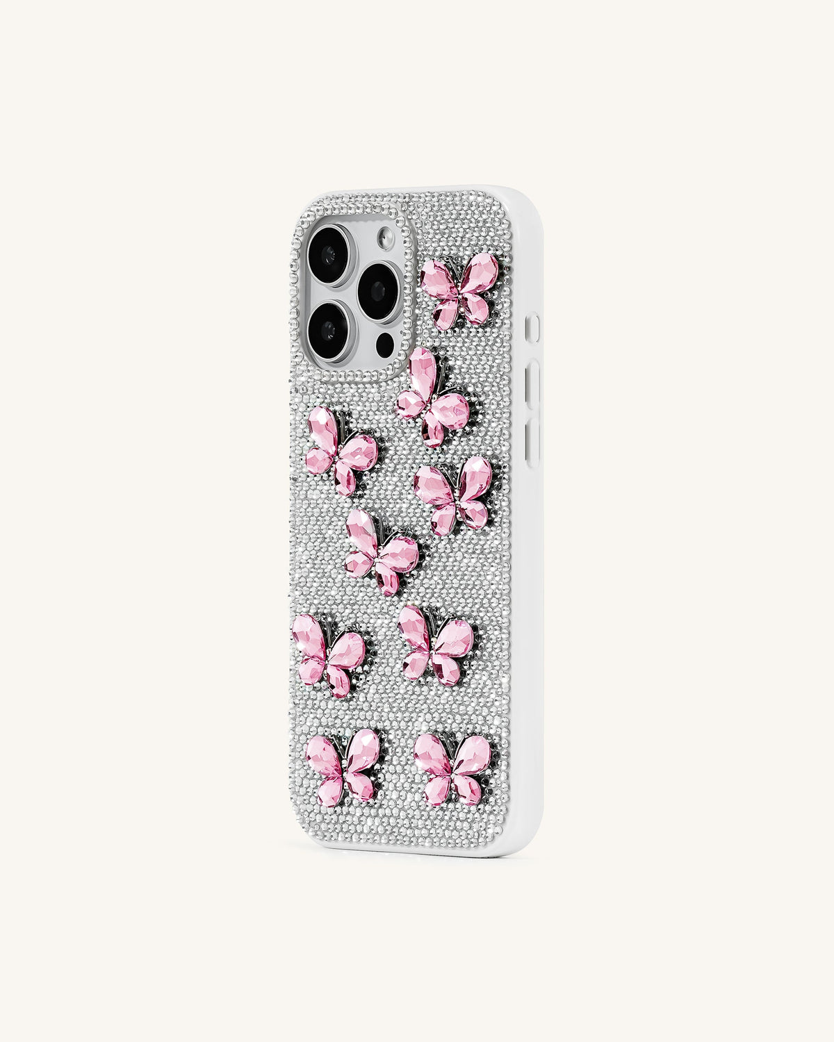 Butterfly Crystal Phone Case - White