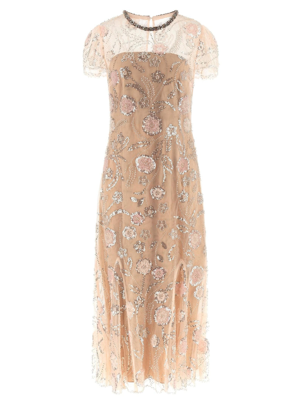 Self Portrait Women 'Pink Flower Sequin Embellished Midi' Dress
