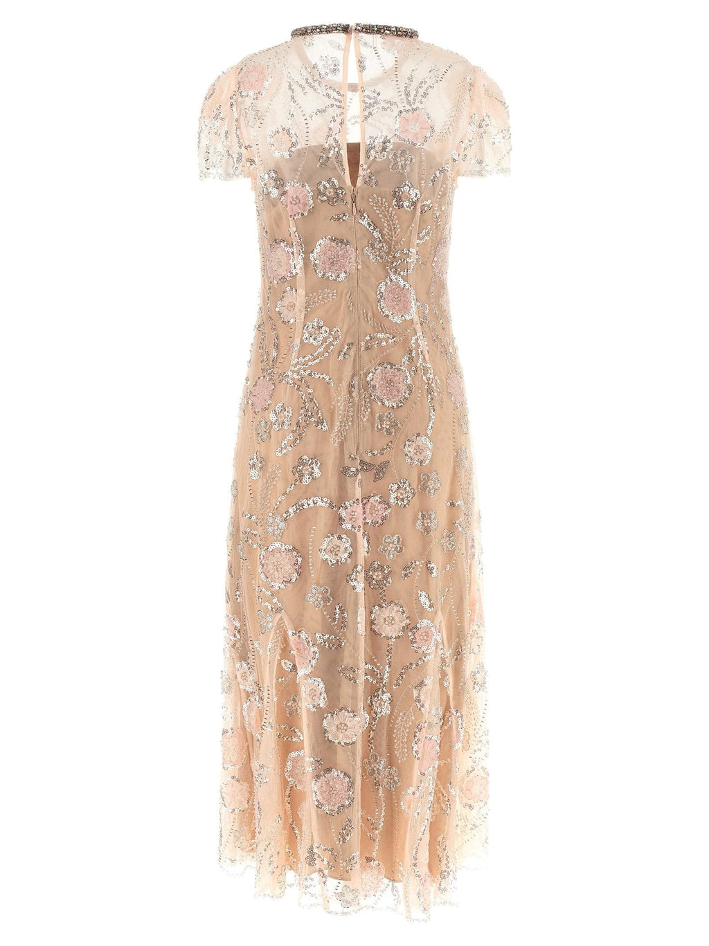 Self Portrait Women 'Pink Flower Sequin Embellished Midi' Dress
